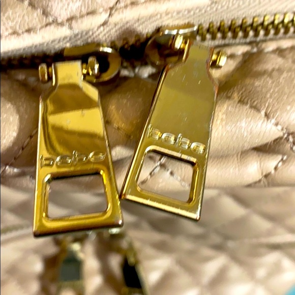 bebe quilted tan with gold hardware mini backpack - Picture 4 of 16